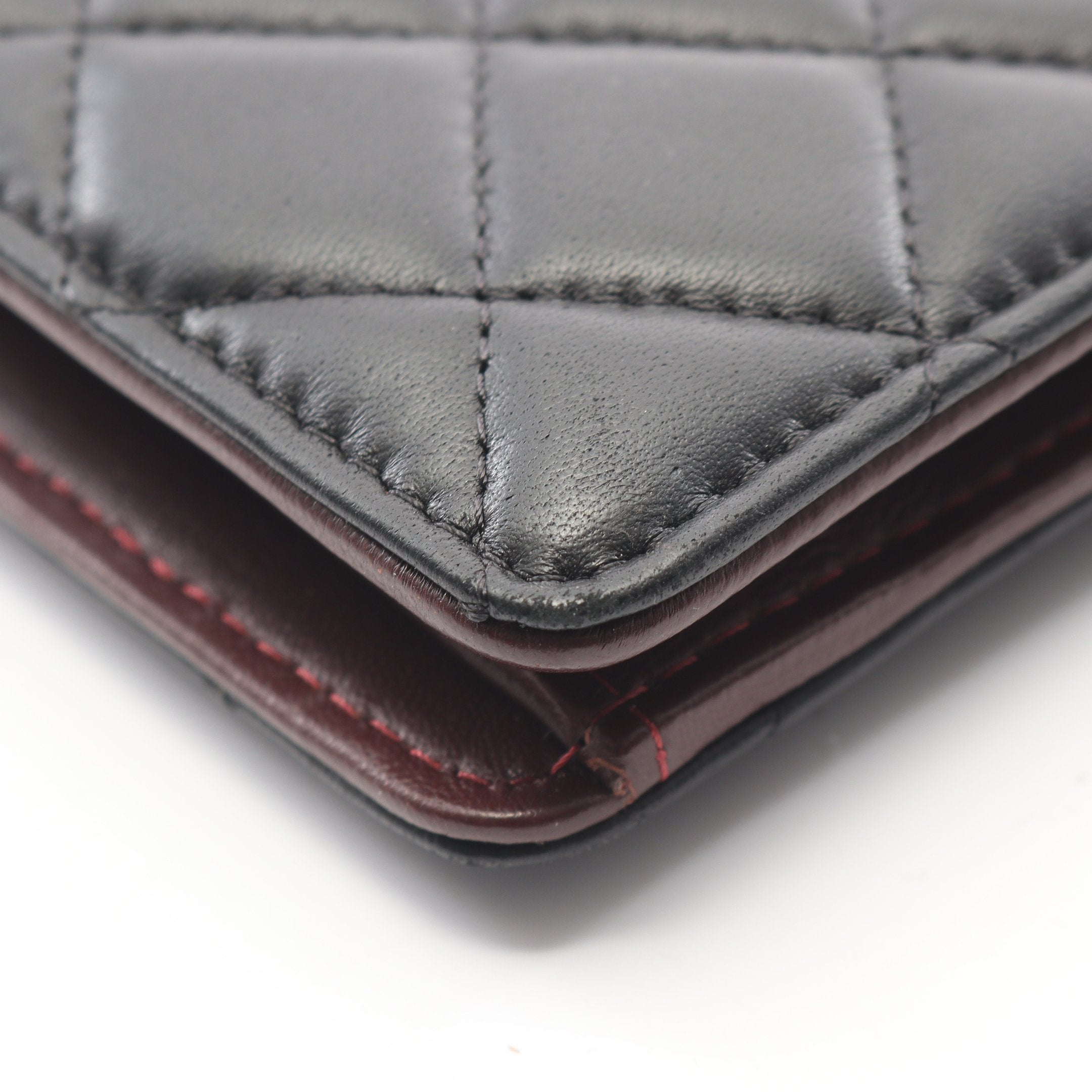 マトラッセ 二つ折り長財布 ラムスキン ブラック シルバー金具