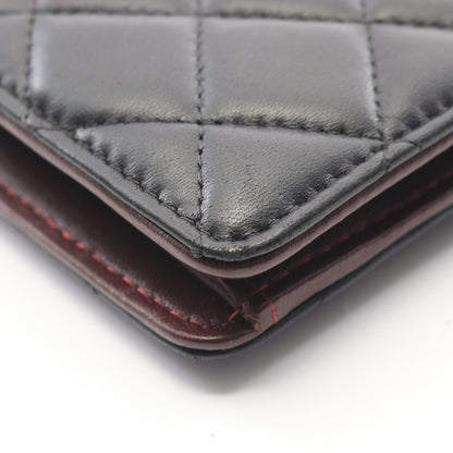 マトラッセ 二つ折り長財布 ラムスキン ブラック シルバー金具 シャネル