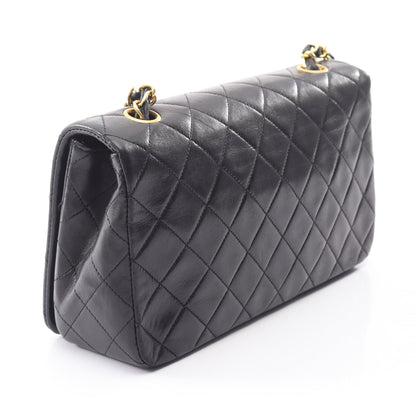 マトラッセ フルフラップ チェーンショルダーバッグ ラムスキン ブラック ゴールド金具 シャネル