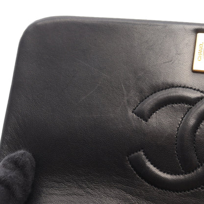 マトラッセ フルフラップ チェーンショルダーバッグ ラムスキン ブラック ゴールド金具 シャネル