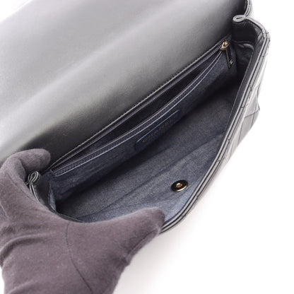 ラージ フラップ バッグ マトラッセ 2WAY チェーンショルダーバッグ レザー ブラック ゴールド金具 シャネル