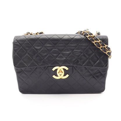 デカマトラッセ34 シングルフラップ Wチェーンショルダーバッグ ラムスキン ブラック ゴールド金具 シャネル バッグ CHANEL