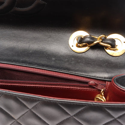 デカマトラッセ34 シングルフラップ Wチェーンショルダーバッグ ラムスキン ブラック ゴールド金具 シャネル バッグ CHANEL