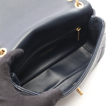 マトラッセ 2WAY チェーンショルダーバッグ ラムスキン ネイビー ゴールド金具 シャネル