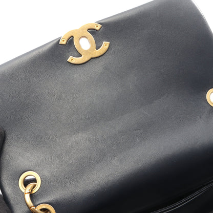 マトラッセ 2WAY チェーンショルダーバッグ ラムスキン ネイビー ゴールド金具 シャネル