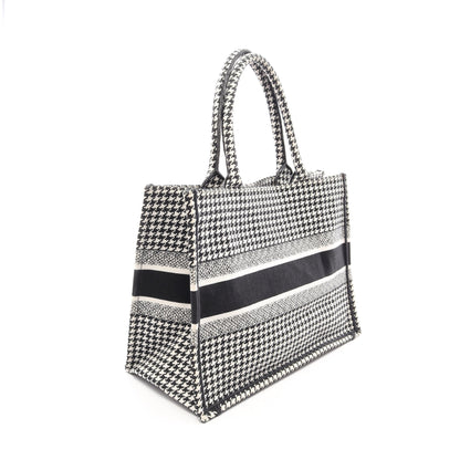 BOOK TOTE ブックトート ミディアム 千鳥格子 ハンドバッグ トートバッグ キャンバス ホワイト ブラック クリスチャンディオール