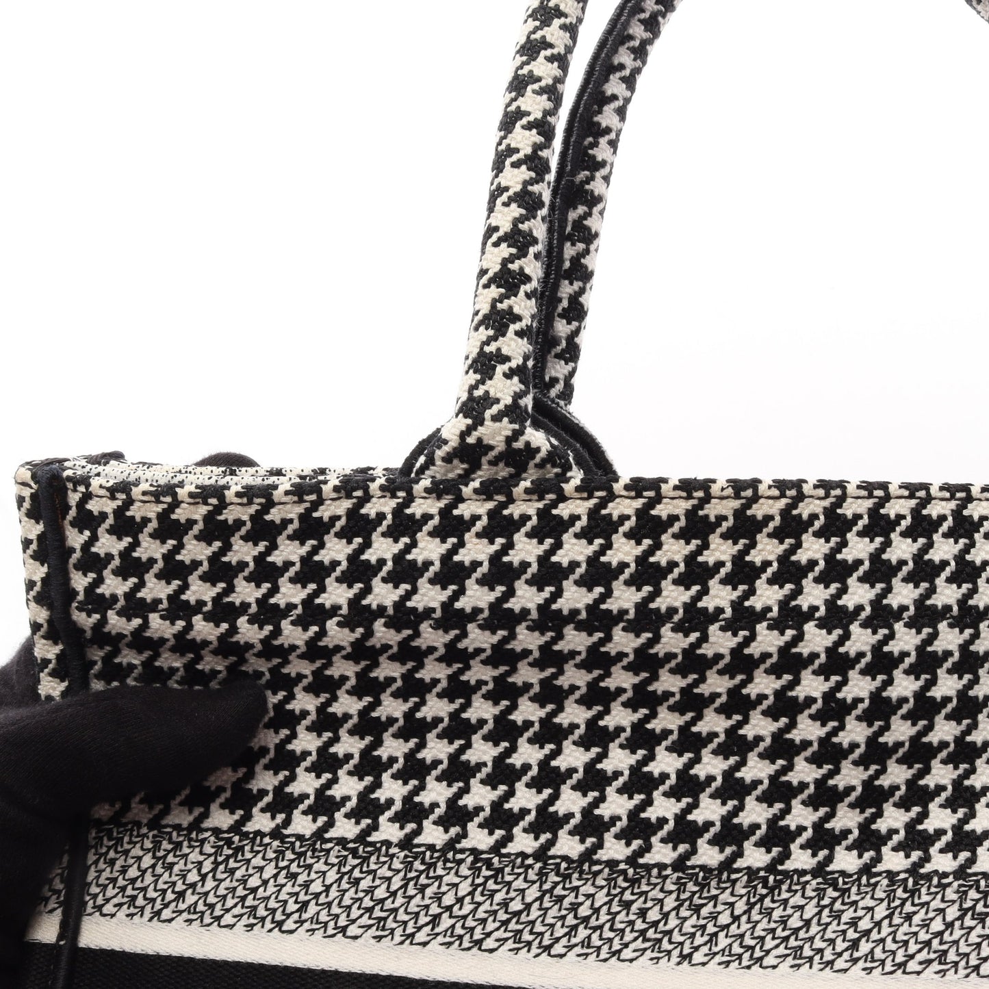 BOOK TOTE ブックトート ミディアム 千鳥格子 ハンドバッグ トートバッグ キャンバス ホワイト ブラック クリスチャンディオール