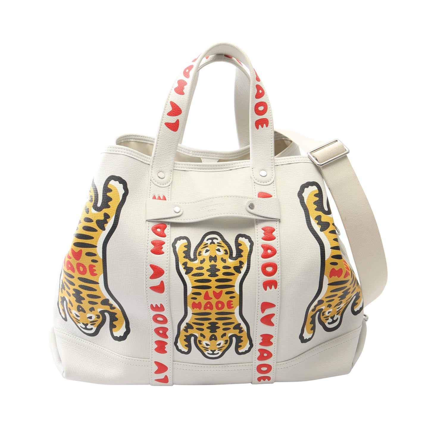 LOUIS VUITTON × NIGO トロリー トート タイガー ブロン 2WAY ハンドバッグ トートバッグ レザー ホワイト マルチカラー ルイヴィトン バッグ LOUIS VUITTON