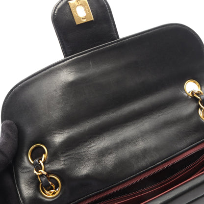 マドモアゼル Wチェーンショルダーバッグ ラムスキン ブラック ゴールド金具 ヴィンテージ シャネル