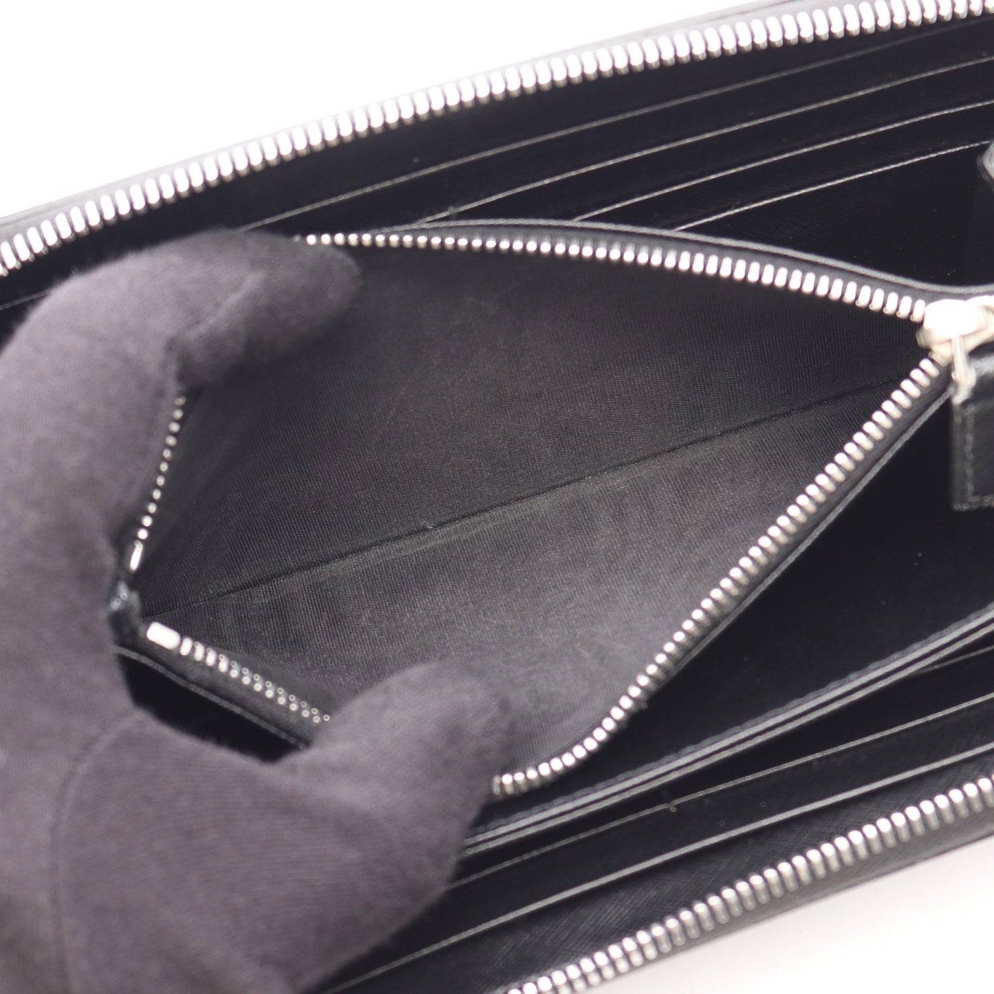 SAFFIANO METAL ラウンドファスナー長財布 サフィアーノレザー ブラック プラダ