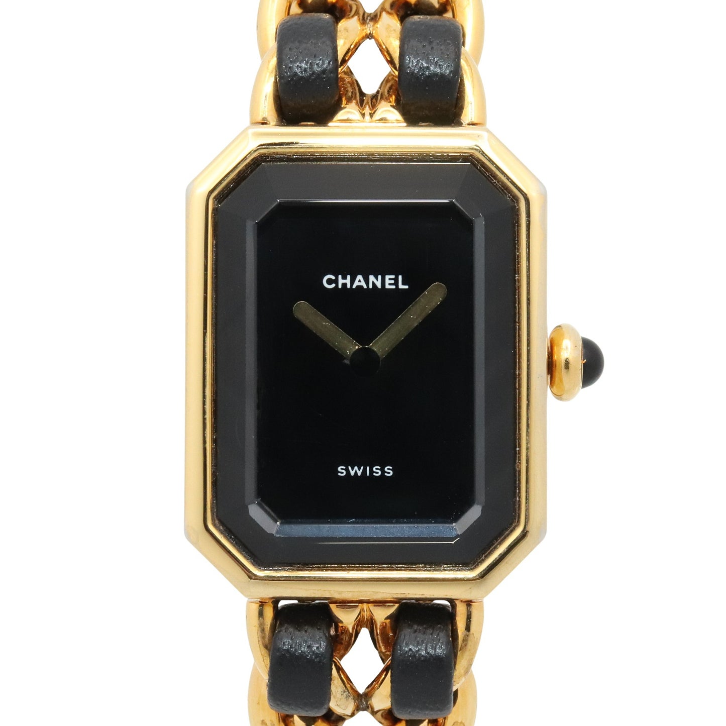 プルミエール S レディース 腕時計 クオーツ GP（ゴールドメッキ） レザー ブラック シャネル 時計 CHANEL