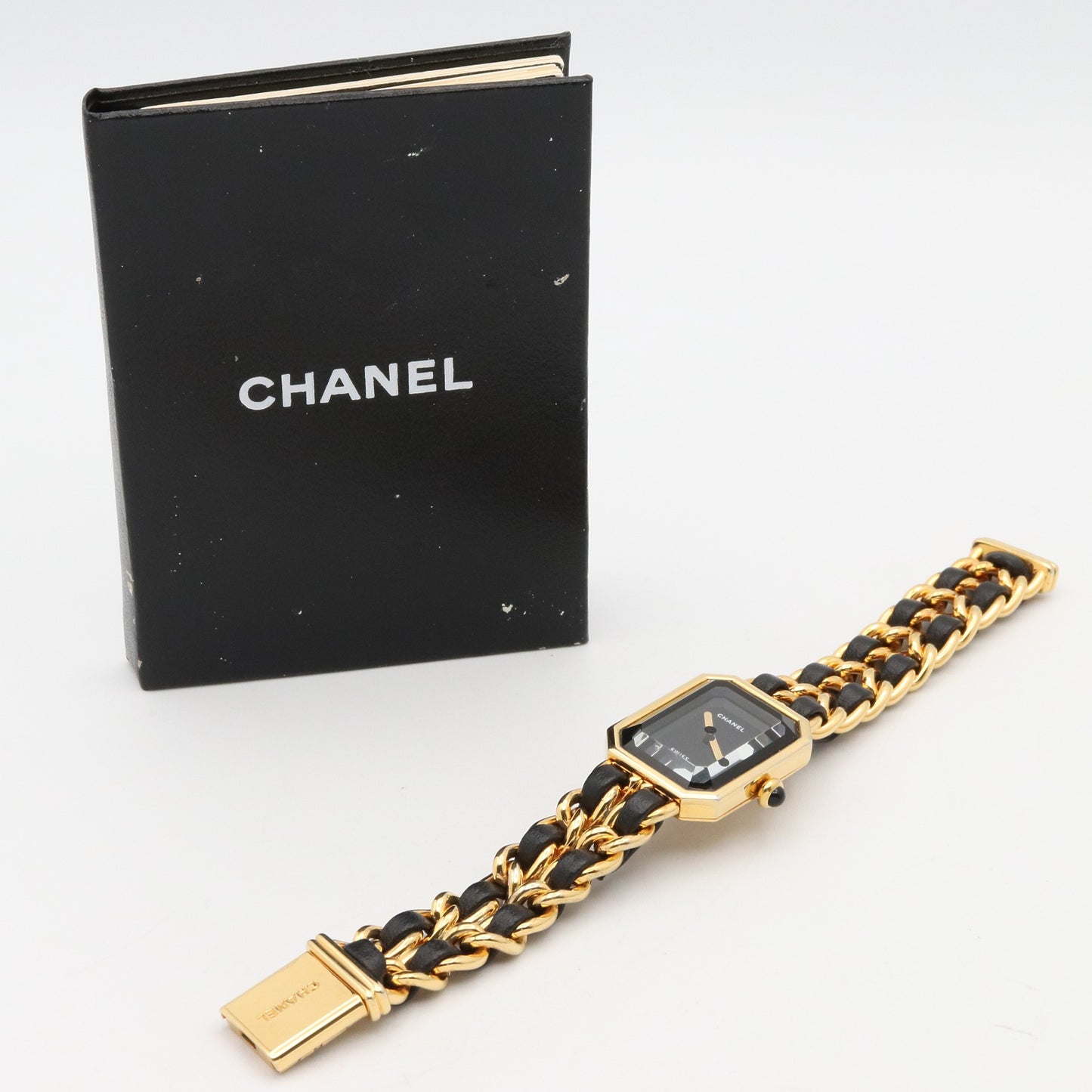 プルミエール S レディース 腕時計 クオーツ GP（ゴールドメッキ） レザー ブラック シャネル 時計 CHANEL
