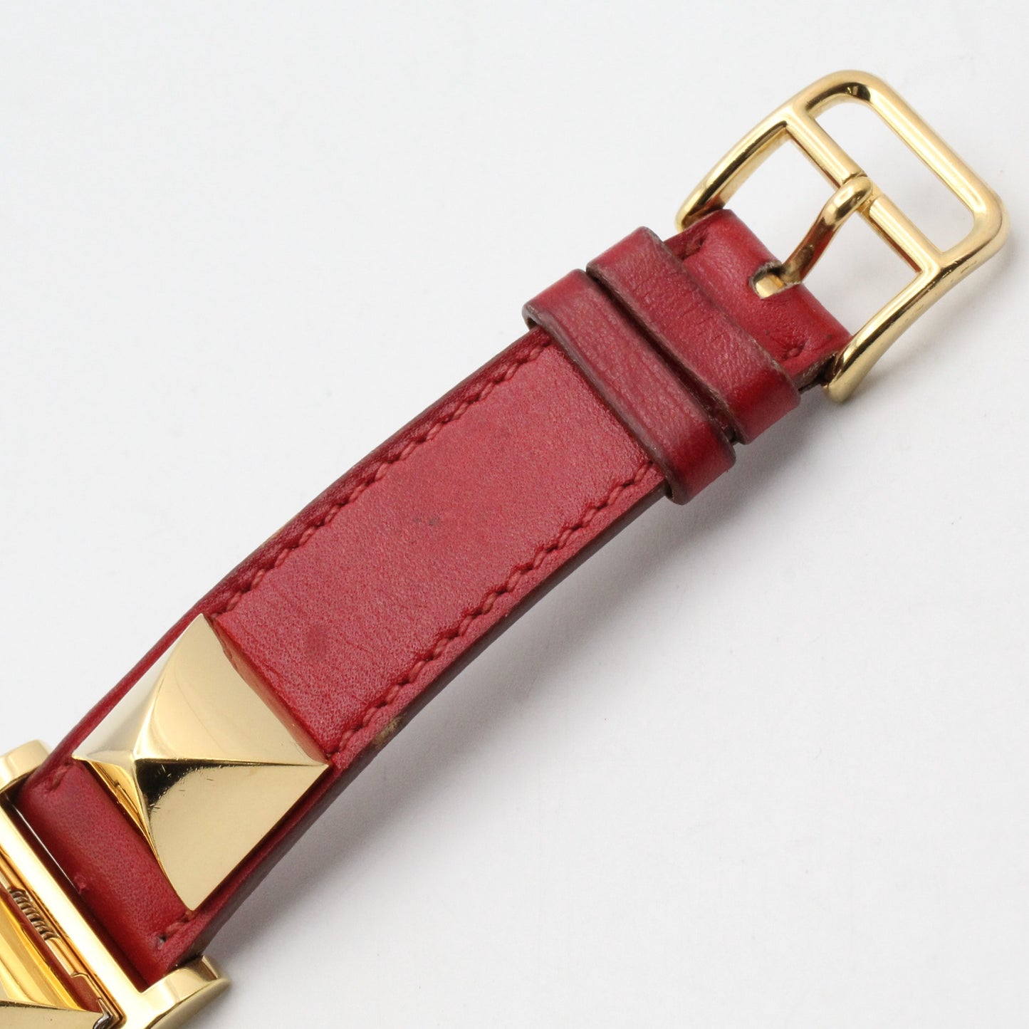 メドール レディース 腕時計 クオーツ GP（ゴールドメッキ） レザーベルト ホワイト エルメス 時計 HERMES