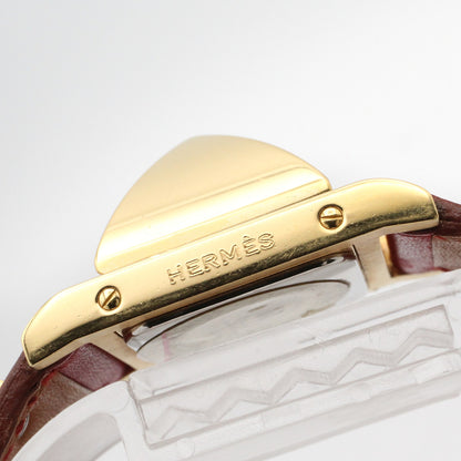 メドール レディース 腕時計 クオーツ GP（ゴールドメッキ） レザーベルト ホワイト エルメス 時計 HERMES