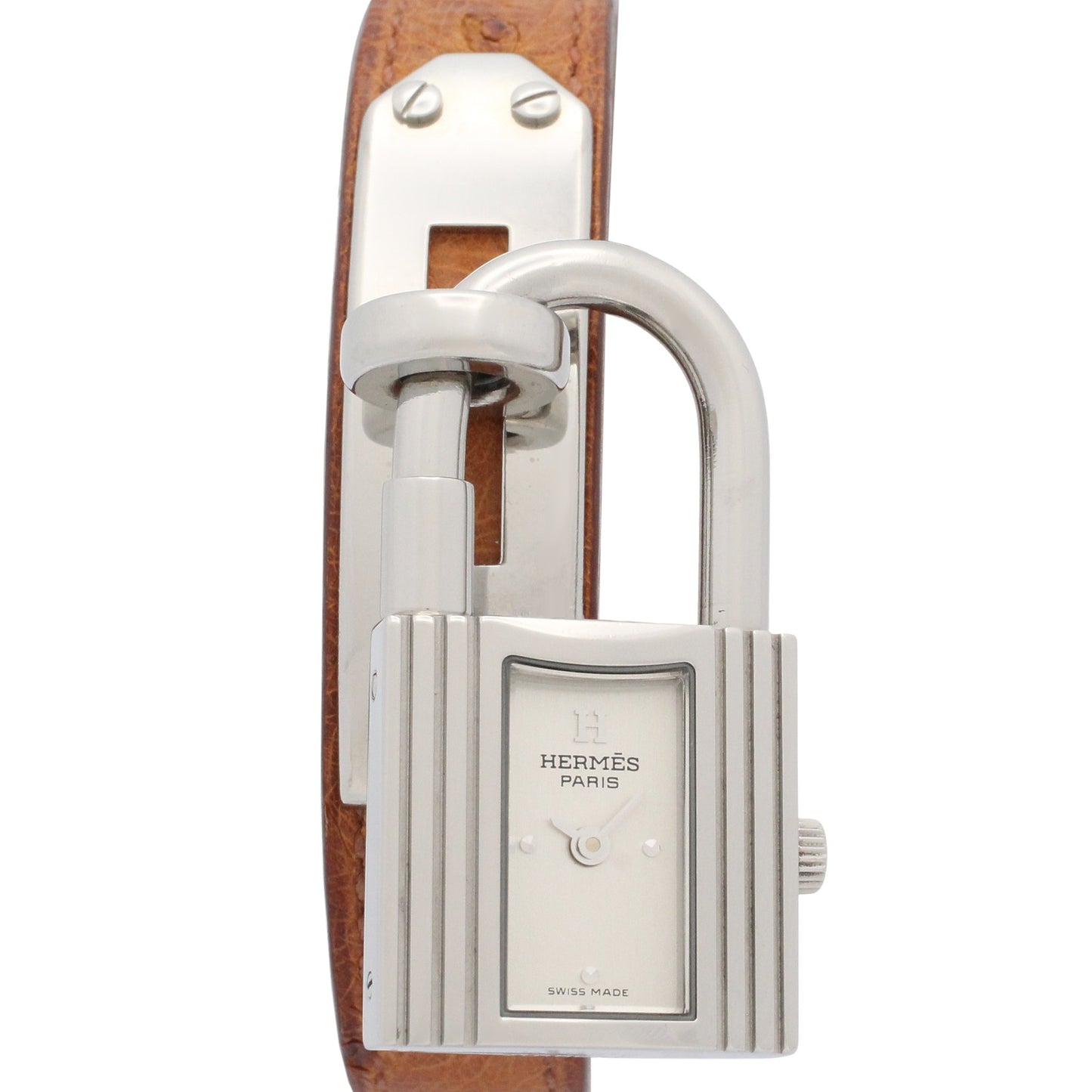 ケリーウォッチ レディース 腕時計 クオーツ ステンレススチール オーストリッチ革 シルバー エルメス 時計 HERMES