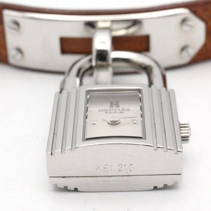 ケリーウォッチ レディース 腕時計 クオーツ ステンレススチール オーストリッチ革 シルバー エルメス 時計 HERMES