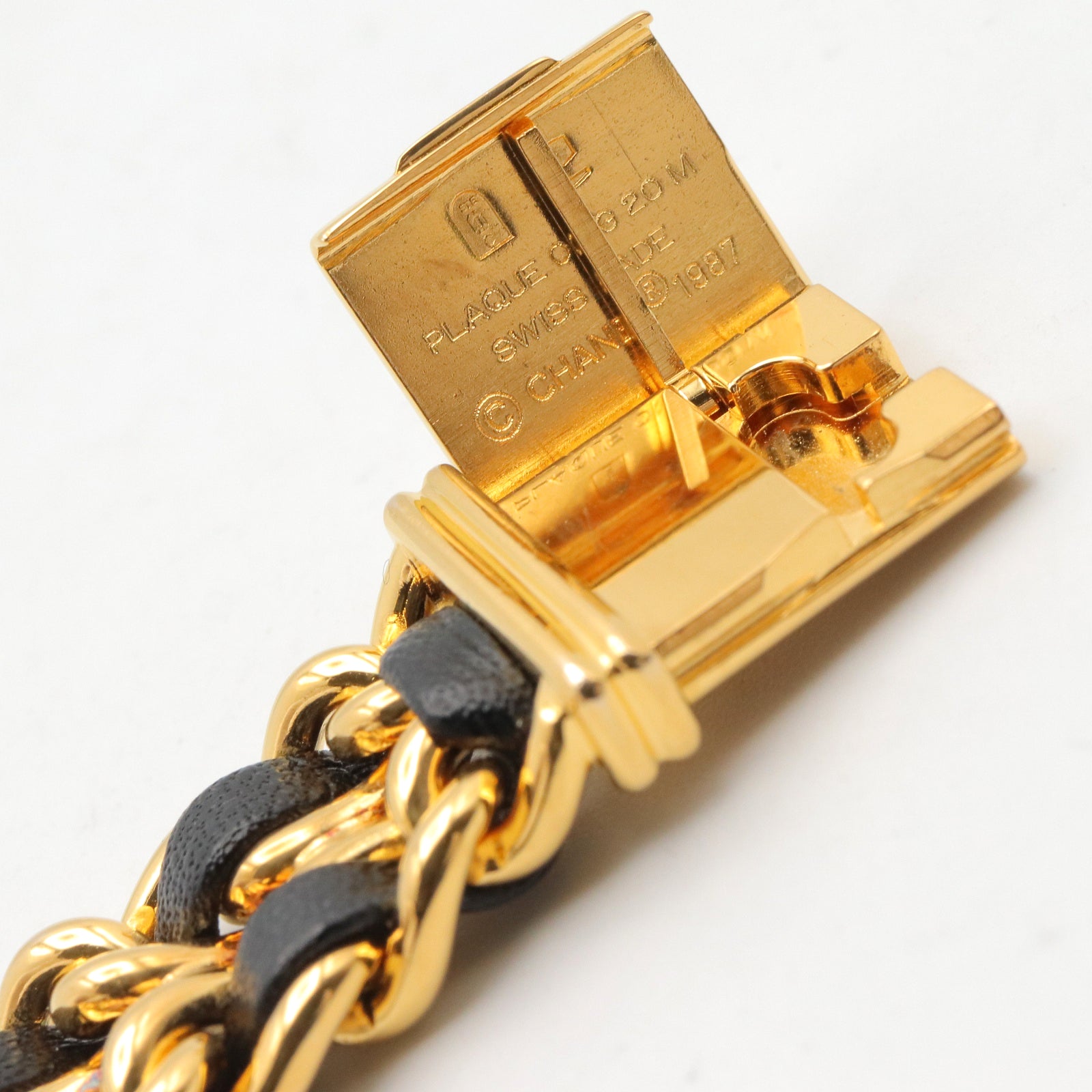 プルミエール S レディース 腕時計 クオーツ GP（ゴールドメッキ） レザー ブラック シャネル 時計 CHANEL