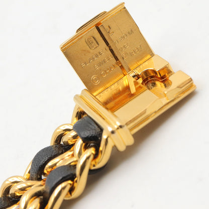プルミエール S レディース 腕時計 クオーツ GP（ゴールドメッキ） レザー ブラック シャネル 時計 CHANEL