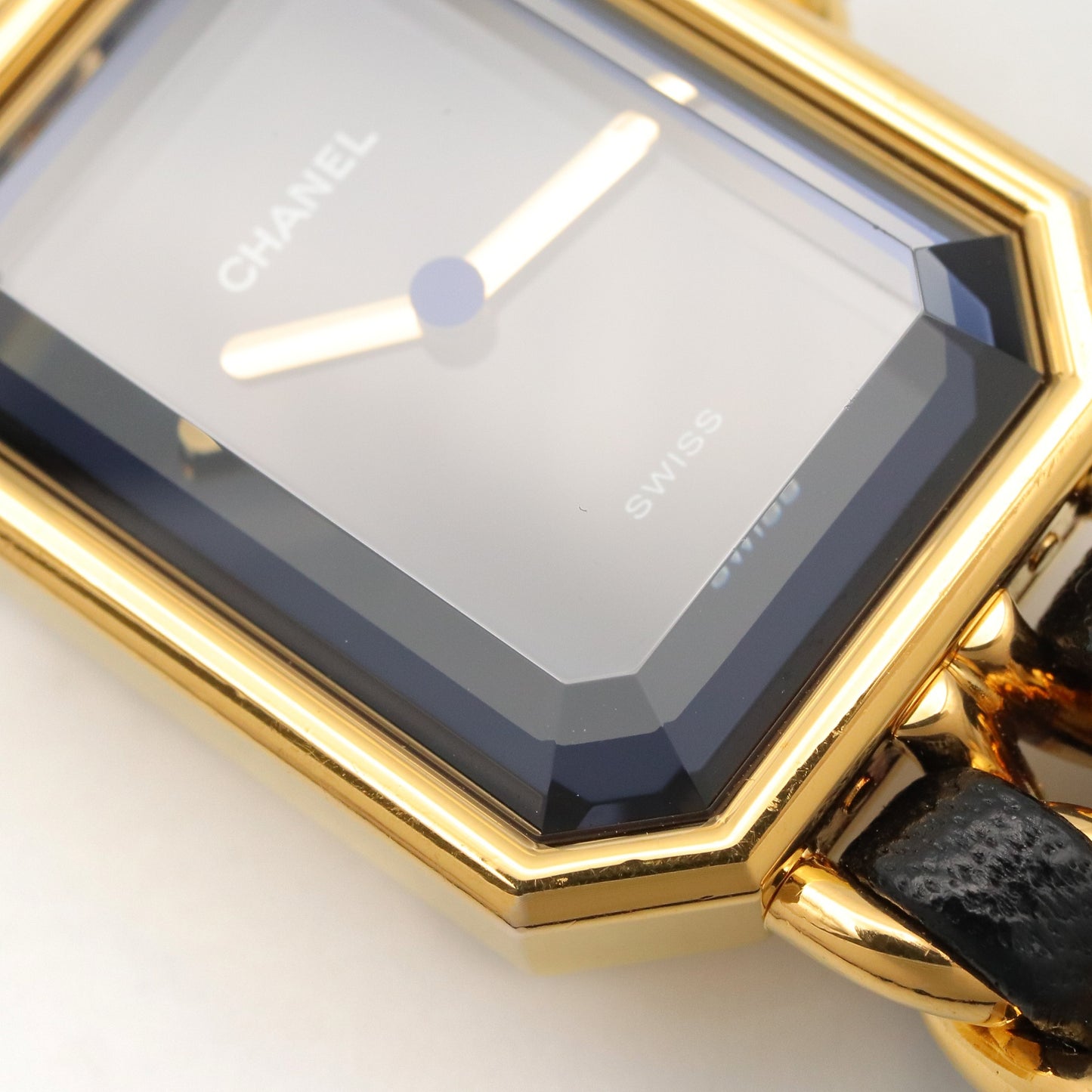 プルミエール S レディース 腕時計 クオーツ GP（ゴールドメッキ） レザー ブラック シャネル 時計 CHANEL