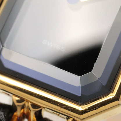 プルミエール S レディース 腕時計 クオーツ GP（ゴールドメッキ） レザー ブラック シャネル 時計 CHANEL