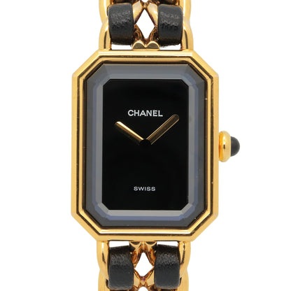 プルミエール S レディース 腕時計 クオーツ GP（ゴールドメッキ） レザー ブラック シャネル 時計 CHANEL