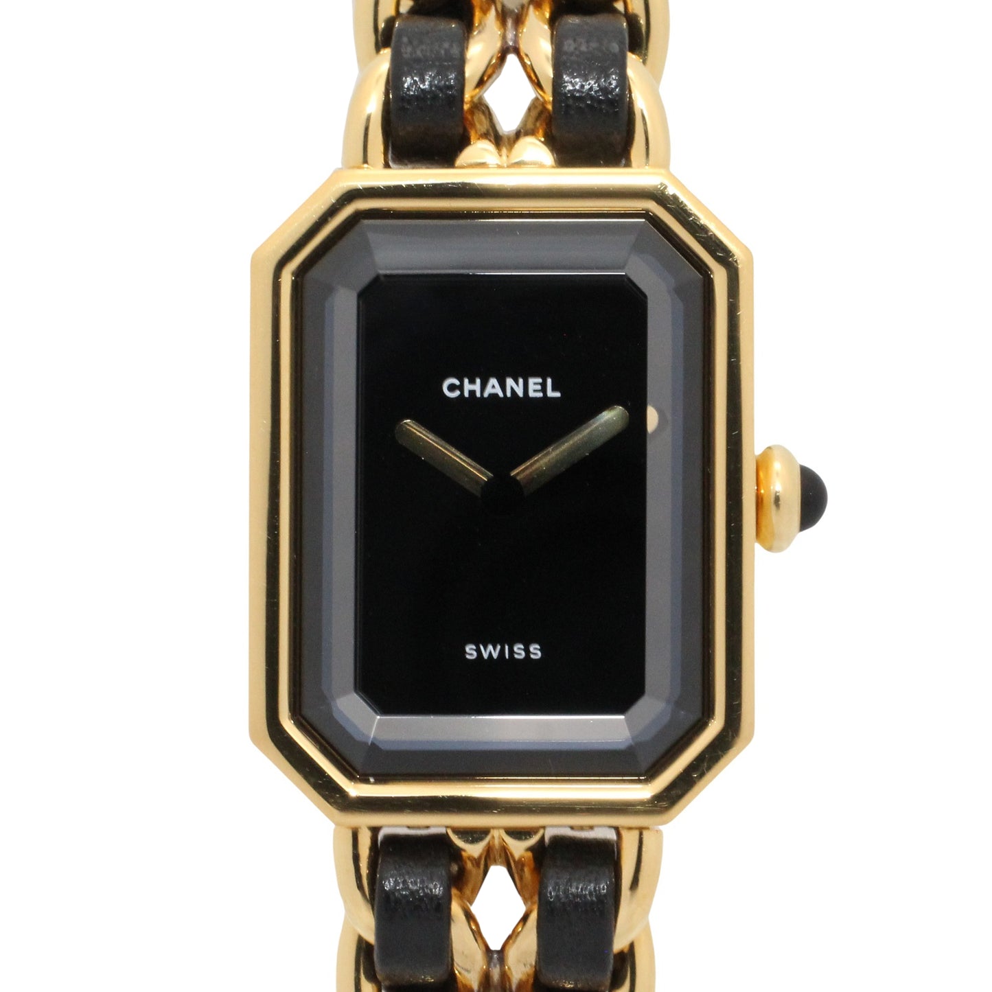 プルミエール L レディース 腕時計 クオーツ GP（ゴールドメッキ） レザー ブラック シャネル 時計 CHANEL