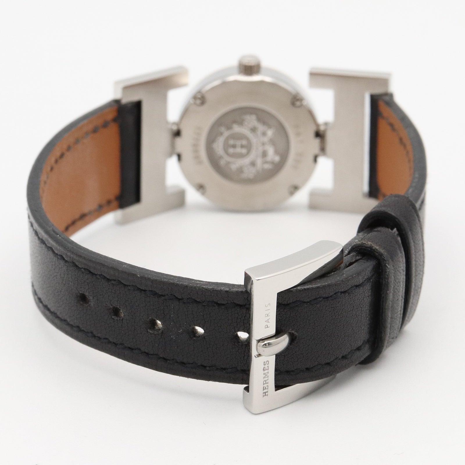 パプリカ レディース 腕時計 クオーツ GP（ゴールドメッキ） ステンレススチール レザー ブラック エルメス 時計 HERMES