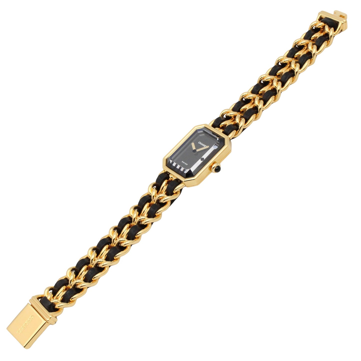 プルミエール XL レディース 腕時計 クオーツ GP（ゴールドメッキ） レザー ブラック シャネル 時計 CHANEL
