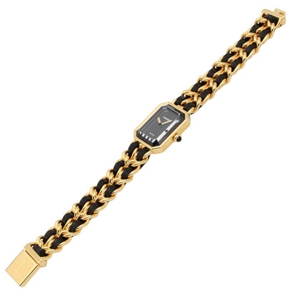 プルミエール XL レディース 腕時計 クオーツ GP（ゴールドメッキ） レザー ブラック シャネル 時計 CHANEL