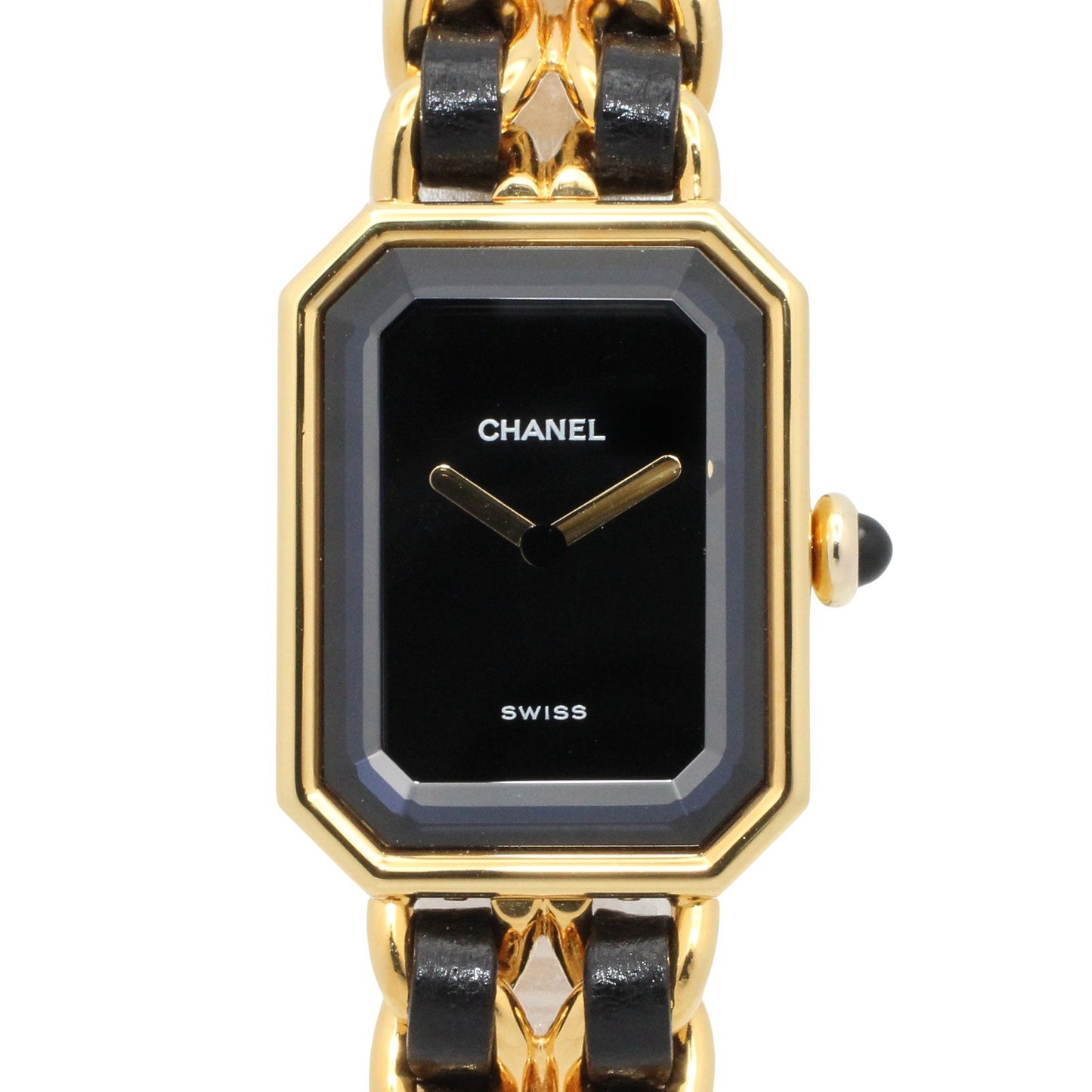 プルミエール XL レディース 腕時計 クオーツ GP（ゴールドメッキ） レザー ブラック シャネル 時計 CHANEL