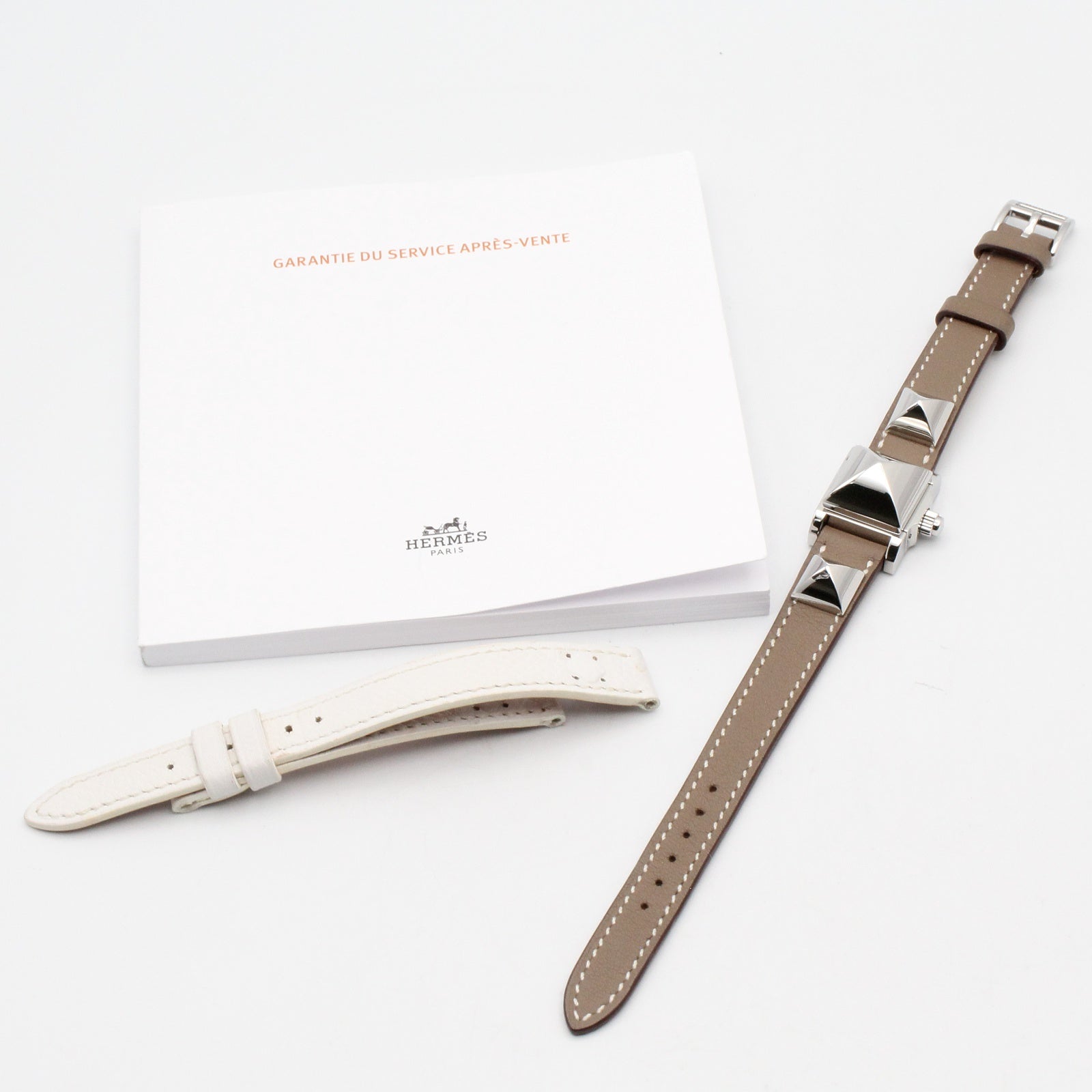 ミニ メドール レディース 腕時計 クオーツ ステンレススチール レザーベルト シルバー エルメス 時計 HERMES