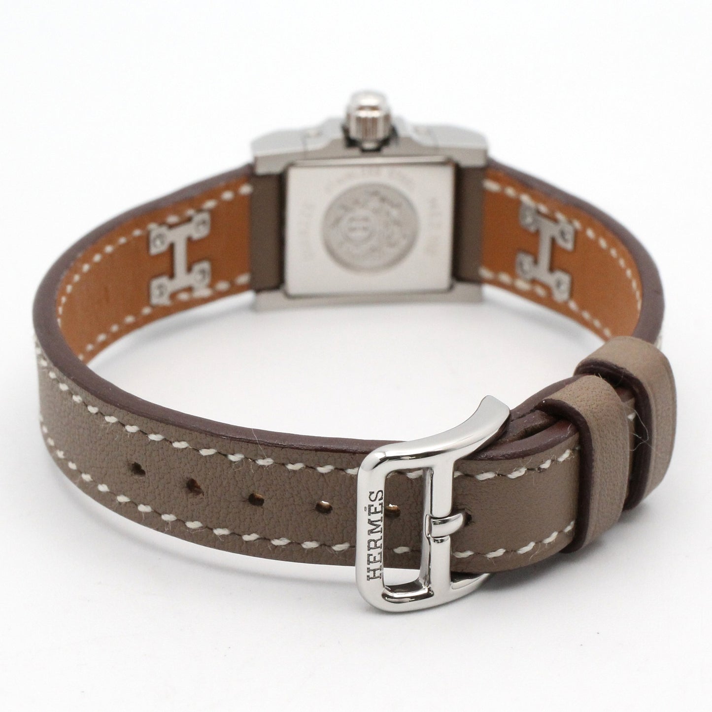 ミニ メドール レディース 腕時計 クオーツ ステンレススチール レザーベルト シルバー エルメス 時計 HERMES
