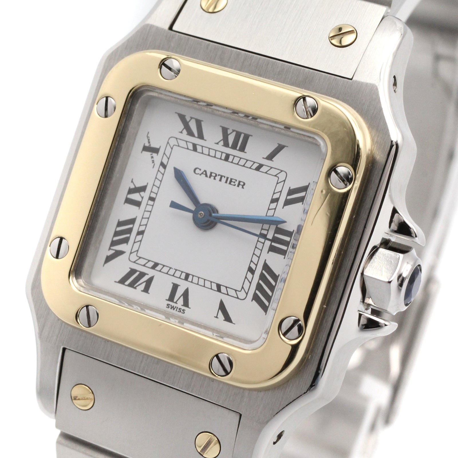 サントス ガルベ SM レディース 腕時計 自動巻き ステンレススチール ホワイト カルティエ 時計 Cartier