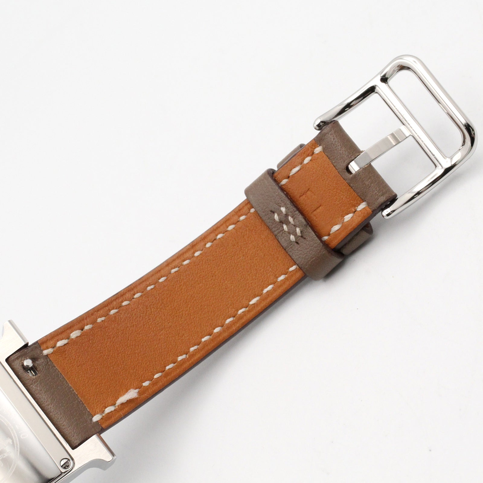 Hウォッチ ドゥブルトゥール レディース 腕時計 クオーツ ステンレススチール レザーベルト ホワイト エルメス 時計 HERMES