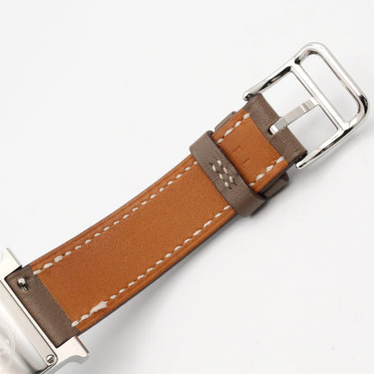 Hウォッチ ドゥブルトゥール レディース 腕時計 クオーツ ステンレススチール レザーベルト ホワイト エルメス 時計 HERMES
