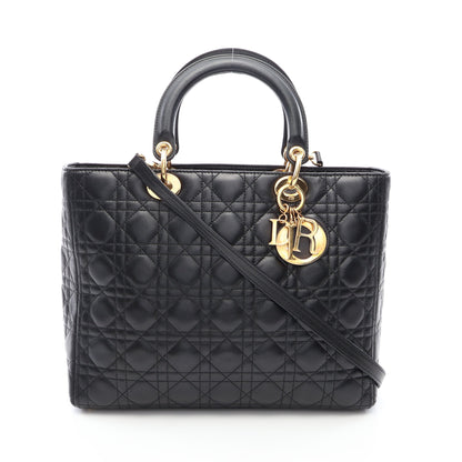 レディディオール ラージ カナージュ 2WAY ハンドバッグ レザー ブラック クリスチャンディオール バッグ Christian Dior