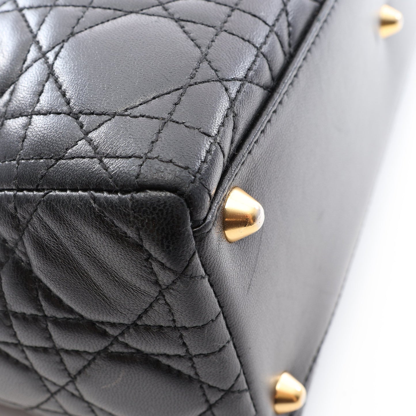 レディディオール ラージ カナージュ 2WAY ハンドバッグ レザー ブラック クリスチャンディオール バッグ Christian Dior