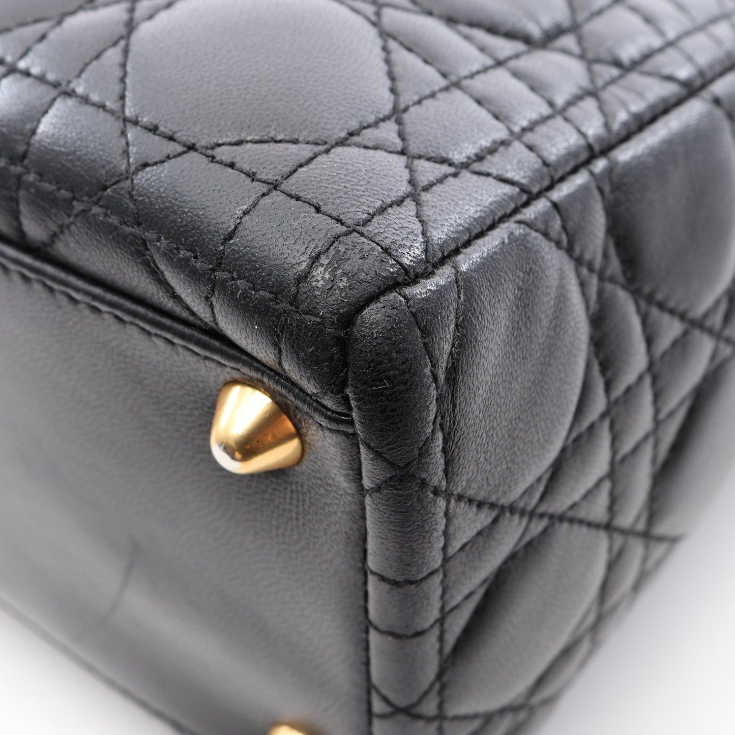 レディディオール ラージ カナージュ 2WAY ハンドバッグ レザー ブラック クリスチャンディオール バッグ Christian Dior