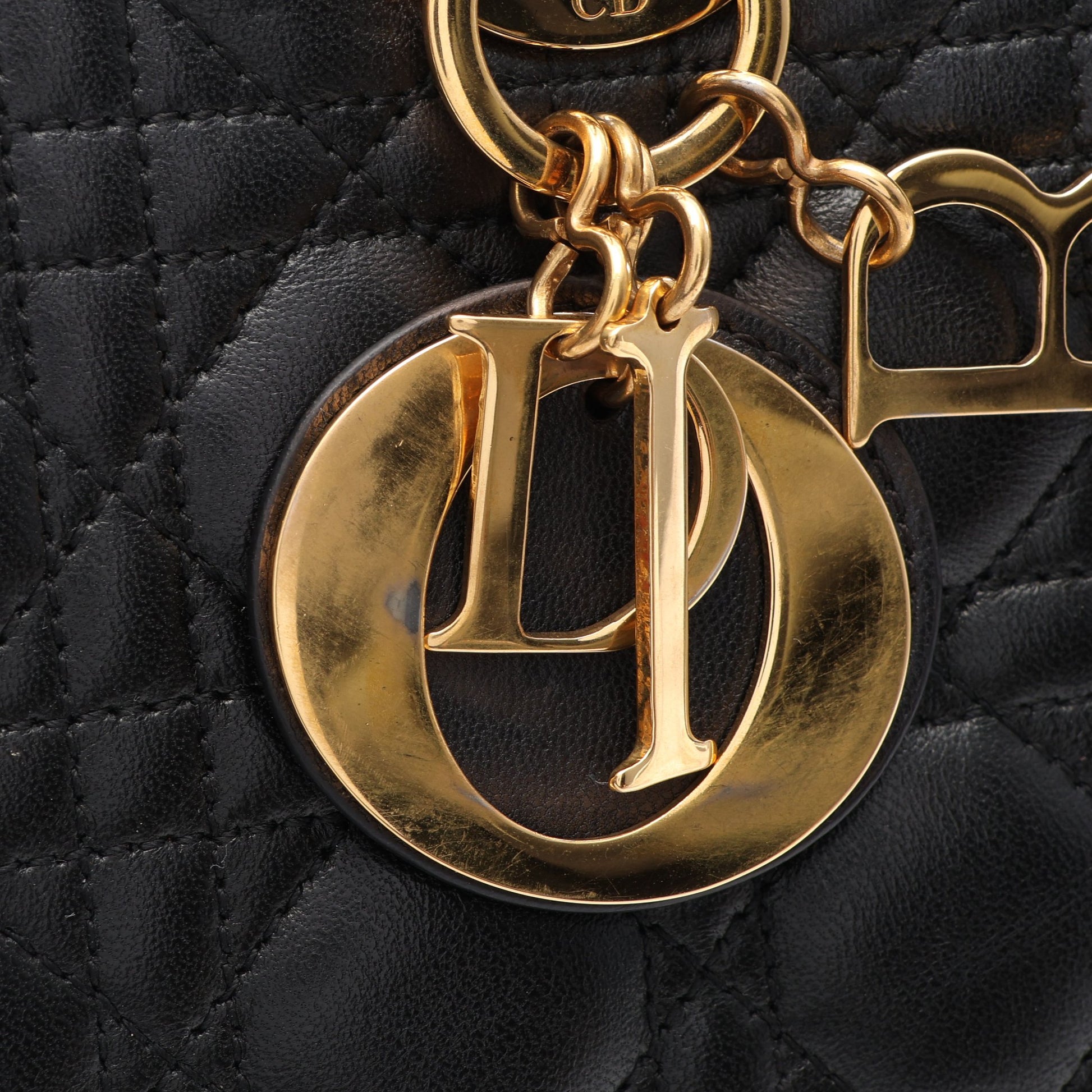 レディディオール ラージ カナージュ 2WAY ハンドバッグ レザー ブラック クリスチャンディオール バッグ Christian Dior