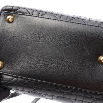 レディディオール ラージ カナージュ 2WAY ハンドバッグ レザー ブラック クリスチャンディオール バッグ Christian Dior