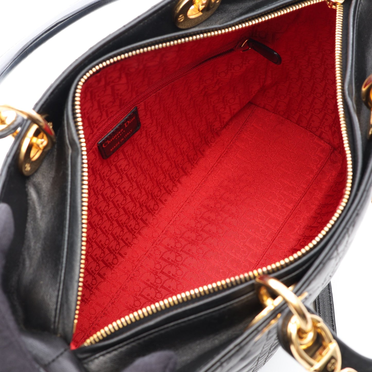 レディディオール ラージ カナージュ 2WAY ハンドバッグ レザー ブラック クリスチャンディオール バッグ Christian Dior
