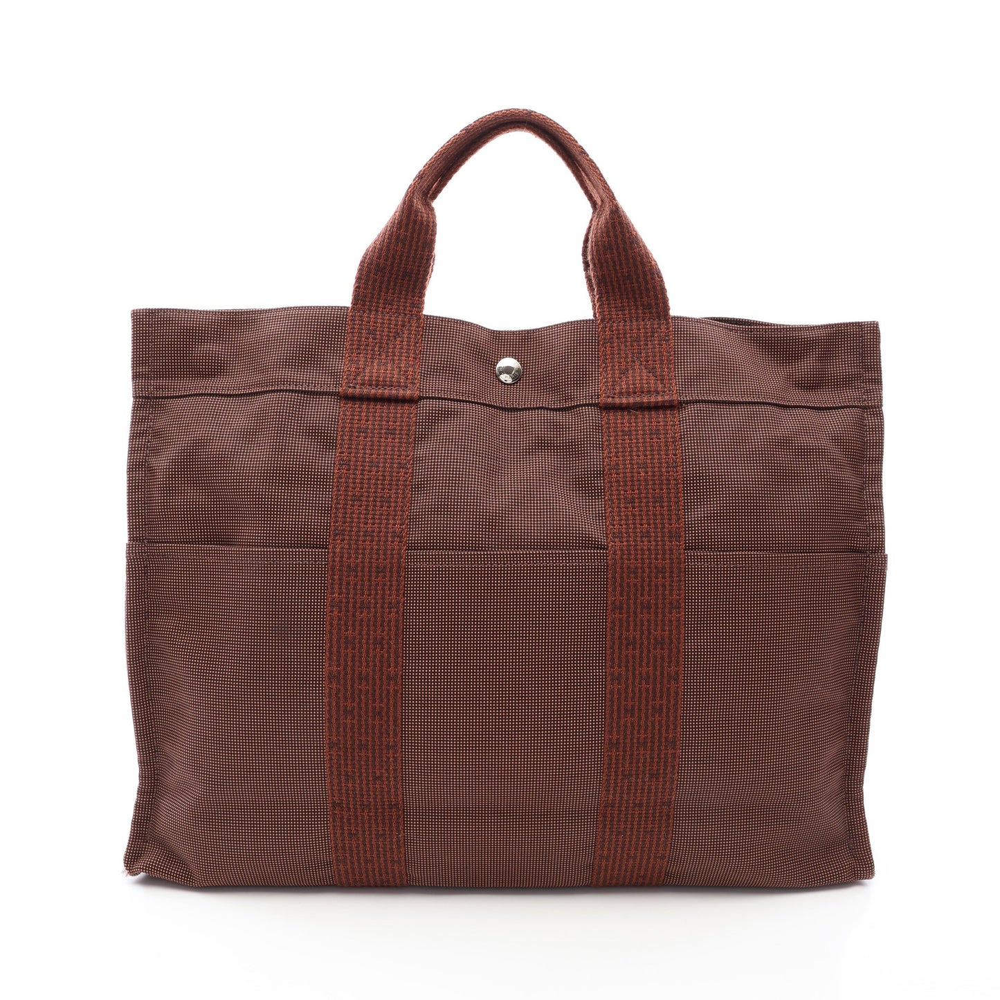 エールラインMM ハンドバッグ トートバッグ キャンバス ブラウン シルバー金具 エルメス バッグ HERMES