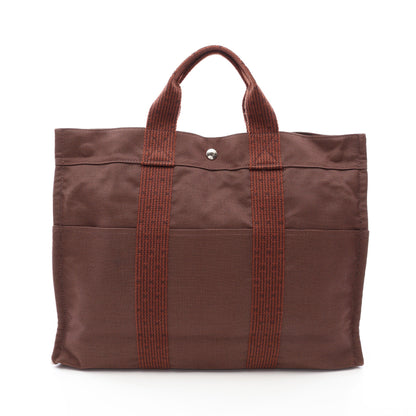 エールラインMM ハンドバッグ トートバッグ キャンバス ブラウン シルバー金具 エルメス バッグ HERMES