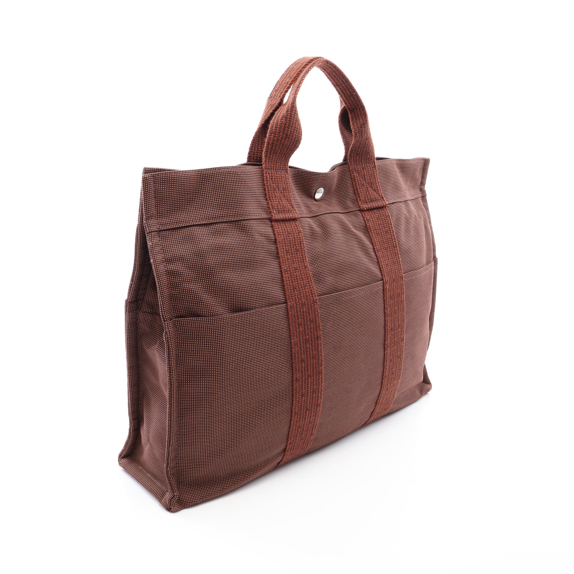 エールラインMM ハンドバッグ トートバッグ キャンバス ブラウン シルバー金具 エルメス バッグ HERMES