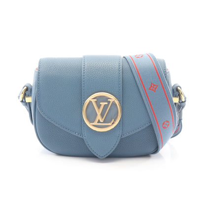 LV PONT 9 LVポンヌフ ソフトPM ショルダーバッグ レザー ブルー ルイヴィトン