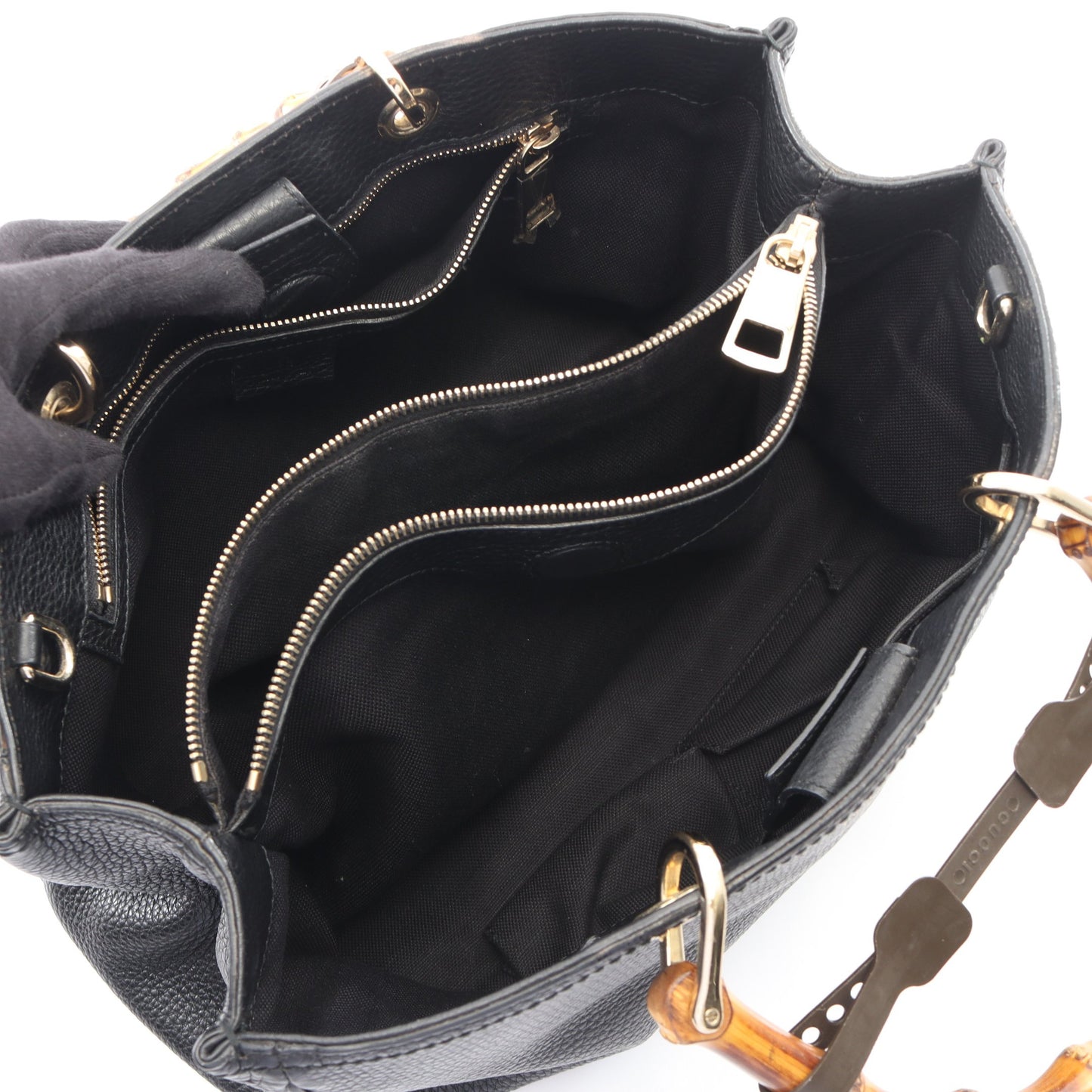 バンブー ショッパー ミディアム 2WAY ハンドバッグ トートバッグ レザー ブラック グッチ