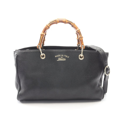 バンブー ショッパー ミディアム 2WAY ハンドバッグ トートバッグ レザー ブラック グッチ