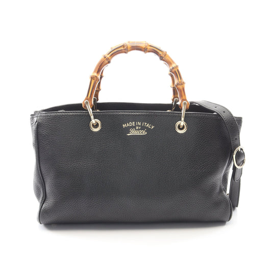 バンブー ショッパー ミディアム 2WAY ハンドバッグ トートバッグ レザー ブラック グッチ