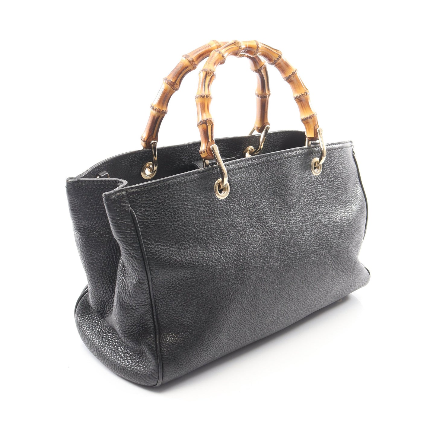 バンブー ショッパー ミディアム 2WAY ハンドバッグ トートバッグ レザー ブラック グッチ