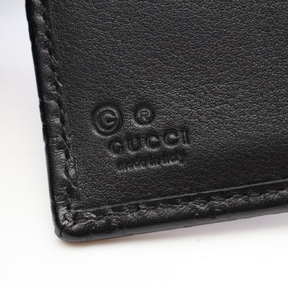マイクログッチシマ 二つ折り財布 Wホック財布 レザー ブラック グッチ 財布・小物 GUCCI